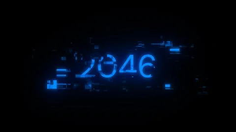 3D rendering 2046 text with screen effects of technological glitches 스톡 일러스트