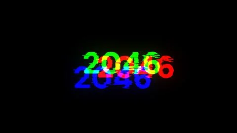 3D rendering 2046 text with screen effects of technological glitches Stock Illustration