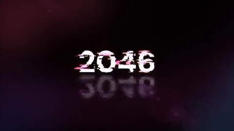 3D rendering 2046 text with screen effects of technological glitches Stock-Illustration