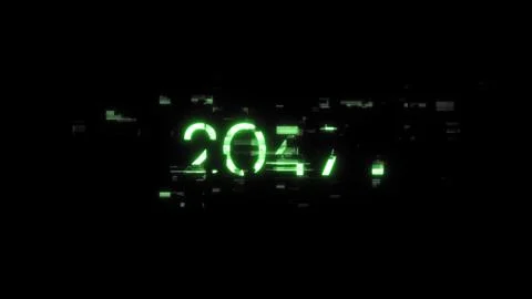 3D rendering 2047 text with screen effects of technological glitches Stockillustratie