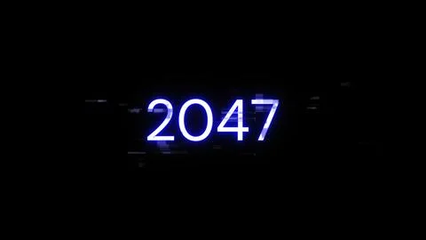 3D rendering 2047 text with screen effects of technological glitches 库存插图