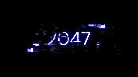 3D rendering 2047 text with screen effects of technological glitches Stock-Illustration