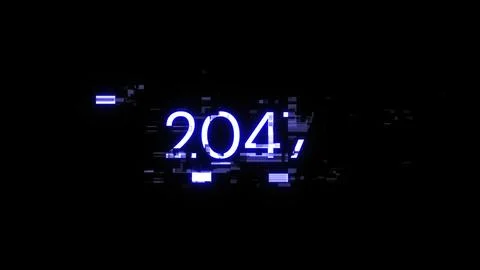 3D rendering 2047 text with screen effects of technological glitches 스톡 일러스트