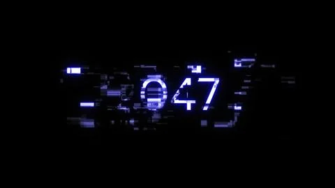 3D rendering 2047 text with screen effects of technological glitches 스톡 일러스트