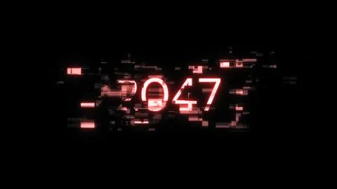 3D rendering 2047 text with screen effects of technological glitches イラスト素材