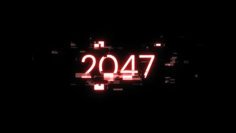 3D rendering 2047 text with screen effects of technological glitches イラスト素材