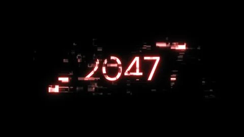 3D rendering 2047 text with screen effects of technological glitches Stock-Illustration