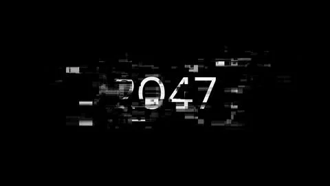 3D rendering 2047 text with screen effects of technological glitches Stock-Illustration