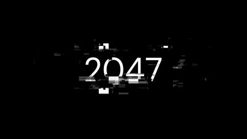 3D rendering 2047 text with screen effects of technological glitches 库存插图