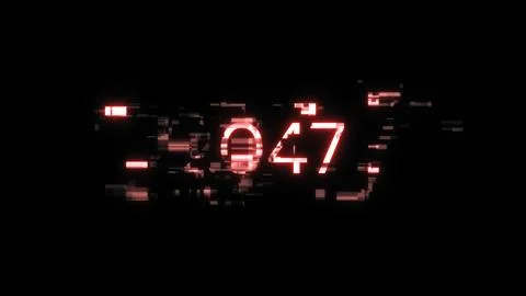 3D rendering 2047 text with screen effects of technological glitches 스톡 일러스트