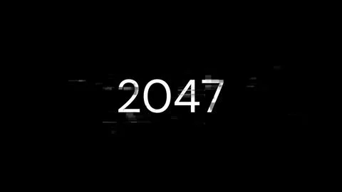 3D rendering 2047 text with screen effects of technological glitches 库存插图