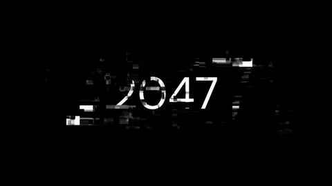 3D rendering 2047 text with screen effects of technological glitches イラスト素材