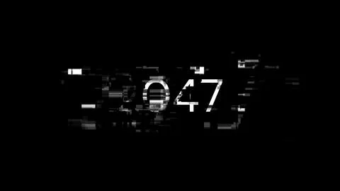 3D rendering 2047 text with screen effects of technological glitches Stock Illustration