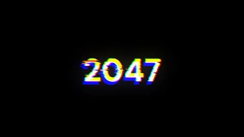 3D rendering 2047 text with screen effects of technological glitches 库存插图