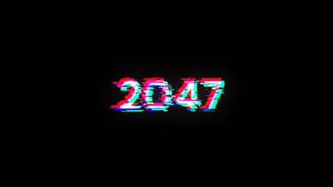 3D rendering 2047 text with screen effects of technological glitches イラスト素材