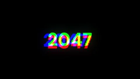 3D rendering 2047 text with screen effects of technological glitches イラスト素材