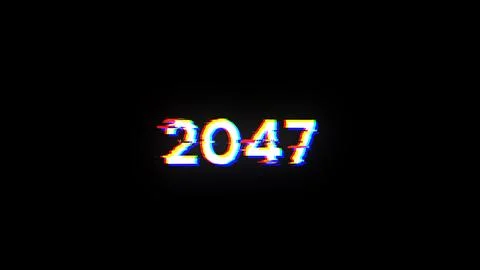 3D rendering 2047 text with screen effects of technological glitches Stock-Illustration