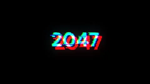 3D rendering 2047 text with screen effects of technological glitches 库存插图