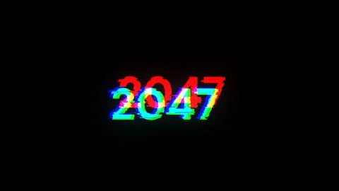 3D rendering 2047 text with screen effects of technological glitches Stock-Illustration