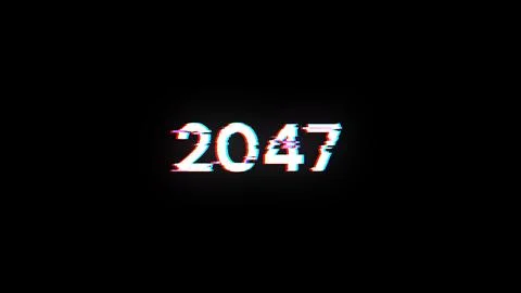 3D rendering 2047 text with screen effects of technological glitches イラスト素材
