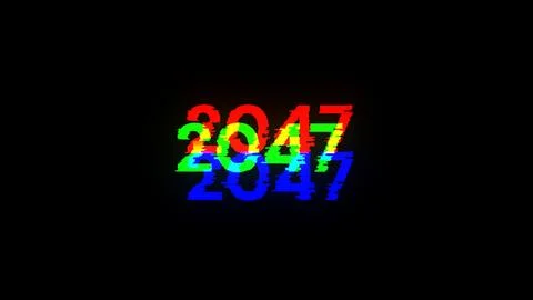 3D rendering 2047 text with screen effects of technological glitches 스톡 일러스트
