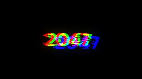 3D rendering 2047 text with screen effects of technological glitches 库存插图