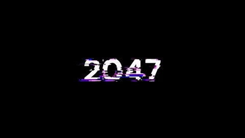 3D rendering 2047 text with screen effects of technological glitches Stockillustratie