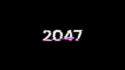 3D rendering 2047 text with screen effects of technological glitches Illustrazione stock