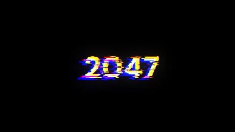 3D rendering 2047 text with screen effects of technological glitches イラスト素材