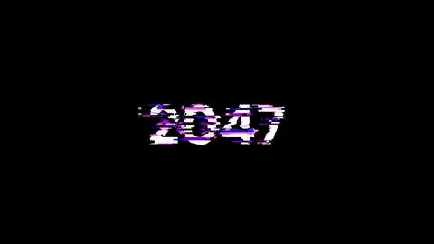 3D rendering 2047 text with screen effects of technological glitches Illustrazione stock