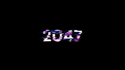 3D rendering 2047 text with screen effects of technological glitches Stock-Illustration