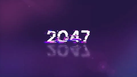 3D rendering 2047 text with screen effects of technological glitches イラスト素材
