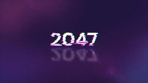 3D rendering 2047 text with screen effects of technological glitches イラスト素材
