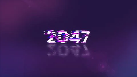 3D rendering 2047 text with screen effects of technological glitches Stock-Illustration