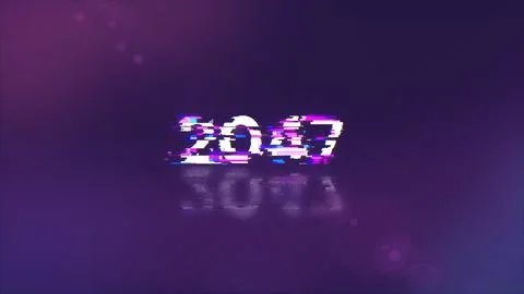 3D rendering 2047 text with screen effects of technological glitches イラスト素材