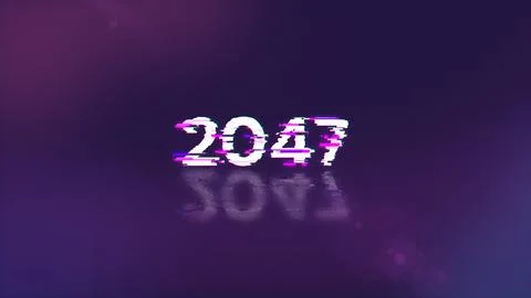3D rendering 2047 text with screen effects of technological glitches 스톡 일러스트