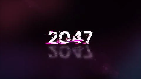 3D rendering 2047 text with screen effects of technological glitches 库存插图