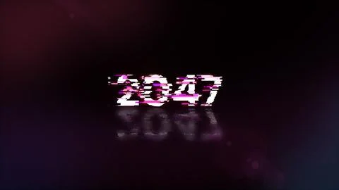 3D rendering 2047 text with screen effects of technological glitches 스톡 일러스트