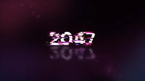 3D rendering 2047 text with screen effects of technological glitches 스톡 일러스트