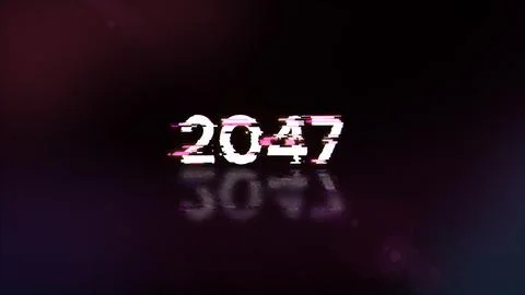 3D rendering 2047 text with screen effects of technological glitches イラスト素材