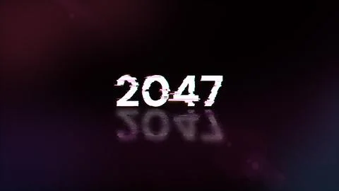 3D rendering 2047 text with screen effects of technological glitches イラスト素材