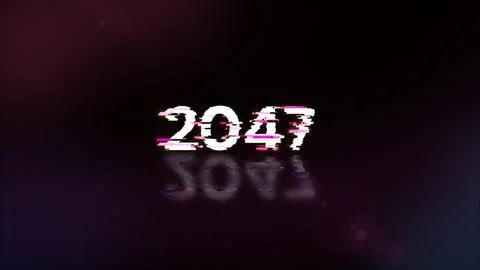 3D rendering 2047 text with screen effects of technological glitches イラスト素材