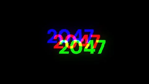 3D rendering 2047 text with screen effects of technological glitches イラスト素材