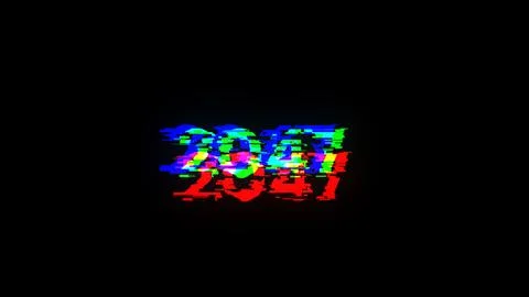 3D rendering 2047 text with screen effects of technological glitches 스톡 일러스트