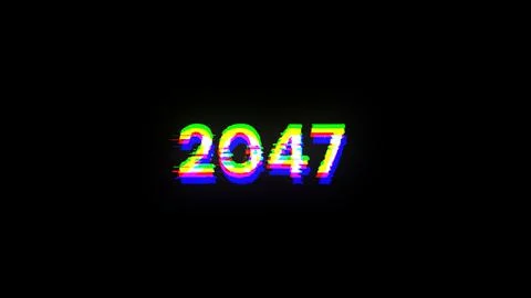 3D rendering 2047 text with screen effects of technological glitches イラスト素材