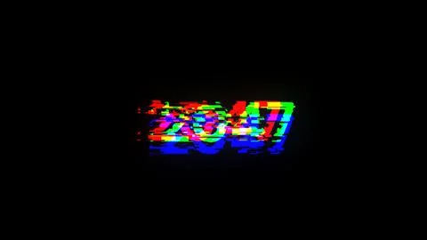 3D rendering 2047 text with screen effects of technological glitches イラスト素材