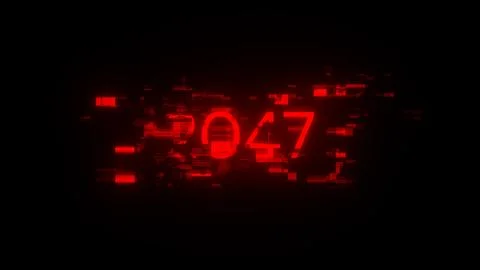 3D rendering 2047 text with screen effects of technological glitches 스톡 일러스트
