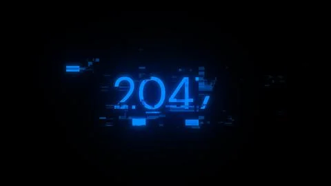 3D rendering 2047 text with screen effects of technological glitches イラスト素材