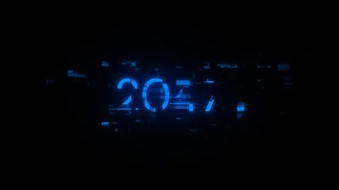 3D rendering 2047 text with screen effects of technological glitches イラスト素材