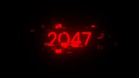 3D rendering 2047 text with screen effects of technological glitches Stock Illustration